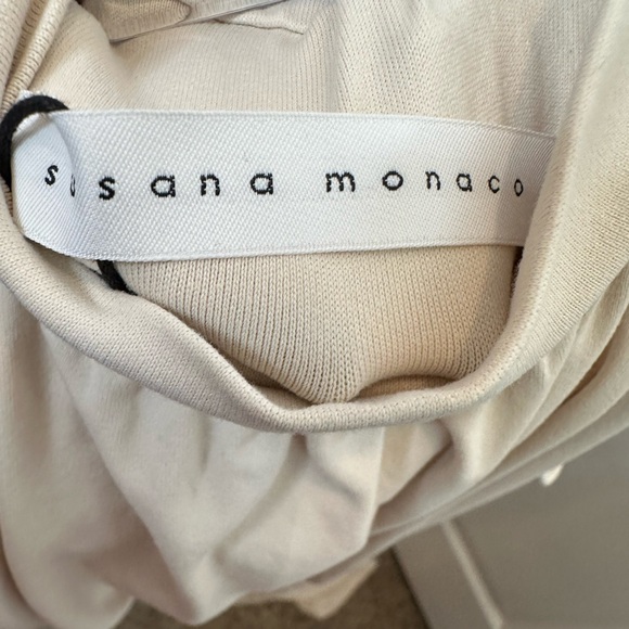 Susana Monaco Ruched Mock Neck Jumpsuit in a‎ cream color size Large - Picture 8 of 13